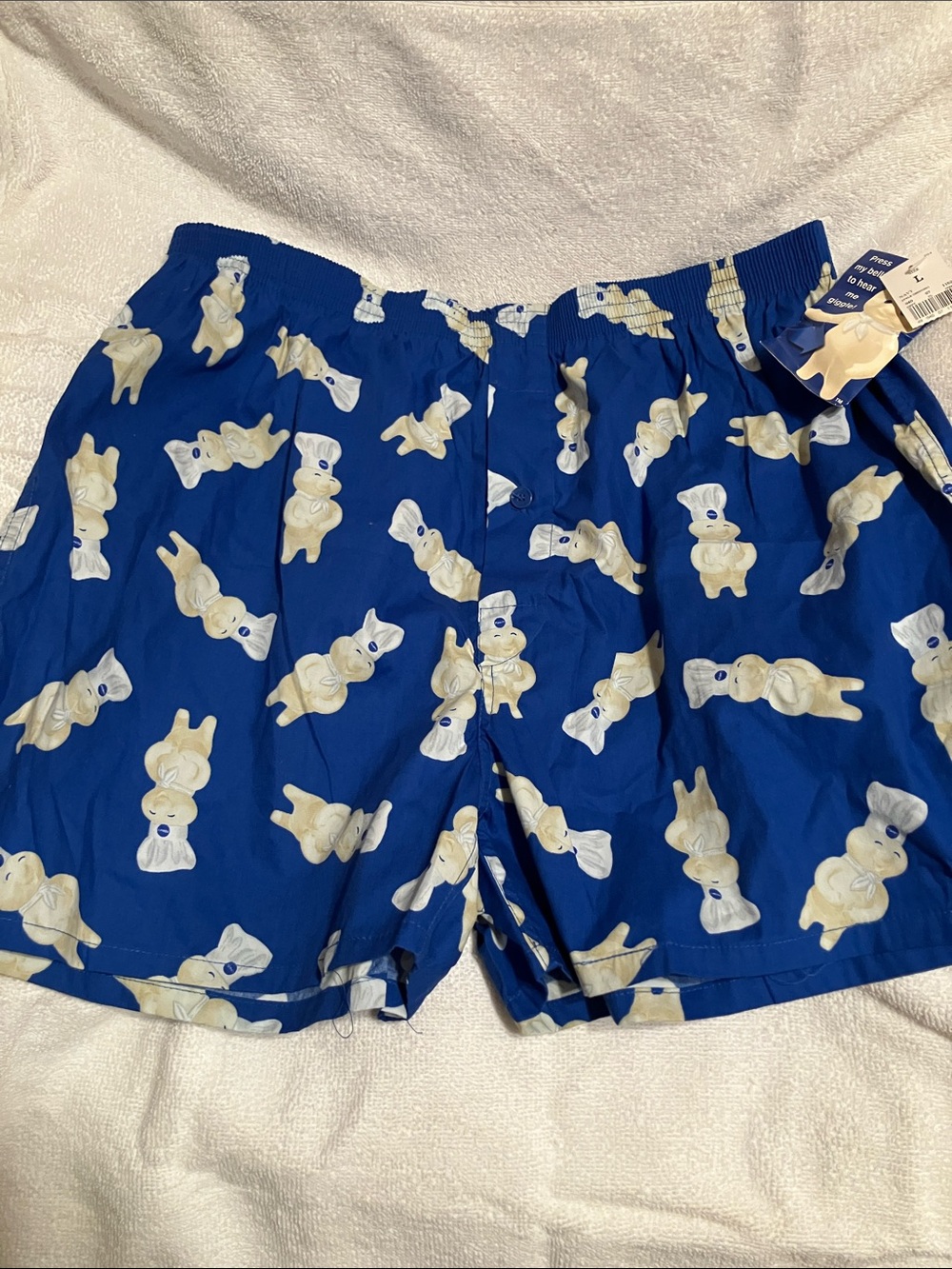 Men's Navy Boxer Briefs with Cream Bear Pattern